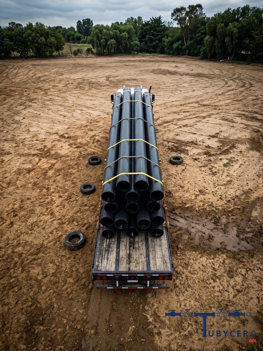 Descarga de material en terreno de obra