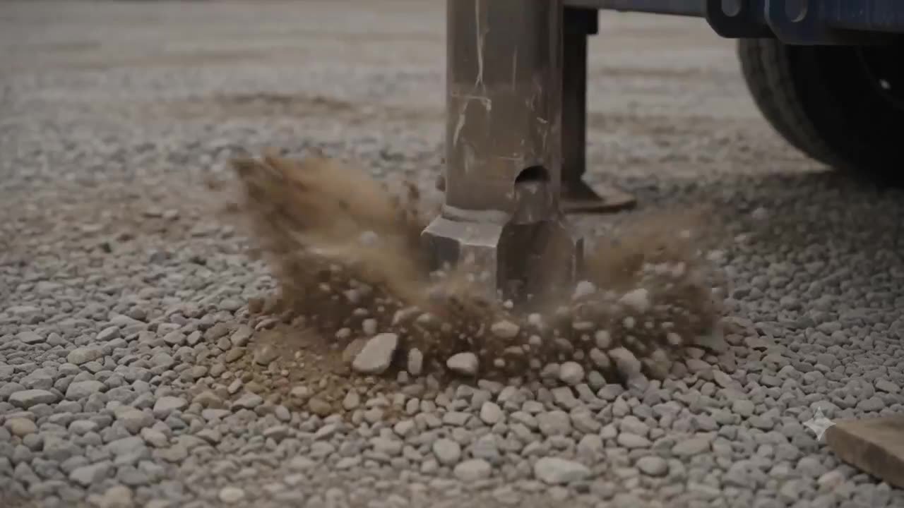 Máquina perforadora trabajando al atardecer